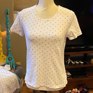 White Stag White and Gold Polka Dot Short Sleeve Tee